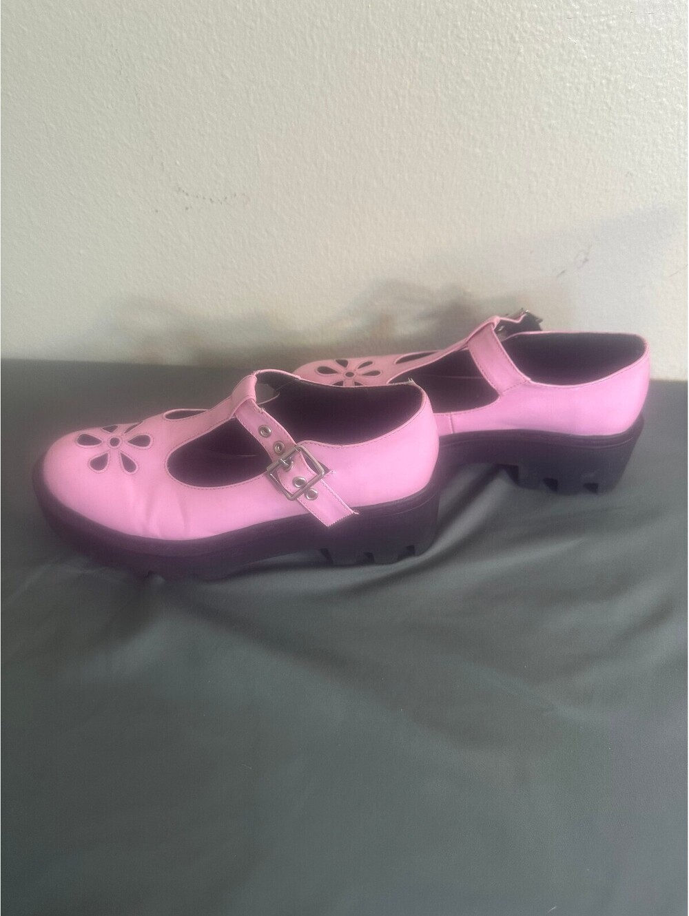 Platform Baby Pink Lamoda Flower Mary Janes With Buckle